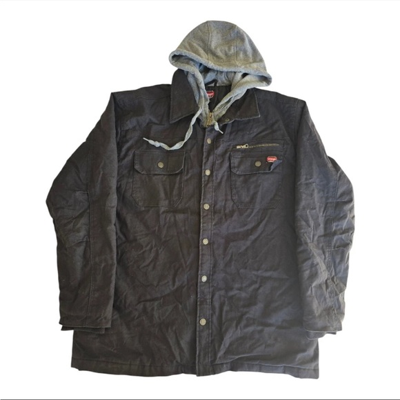 Wrangler Other - Wrangler Workwear Jacket Hoodie Sz L Zip Snap Button Quilted Lined Barn Chore